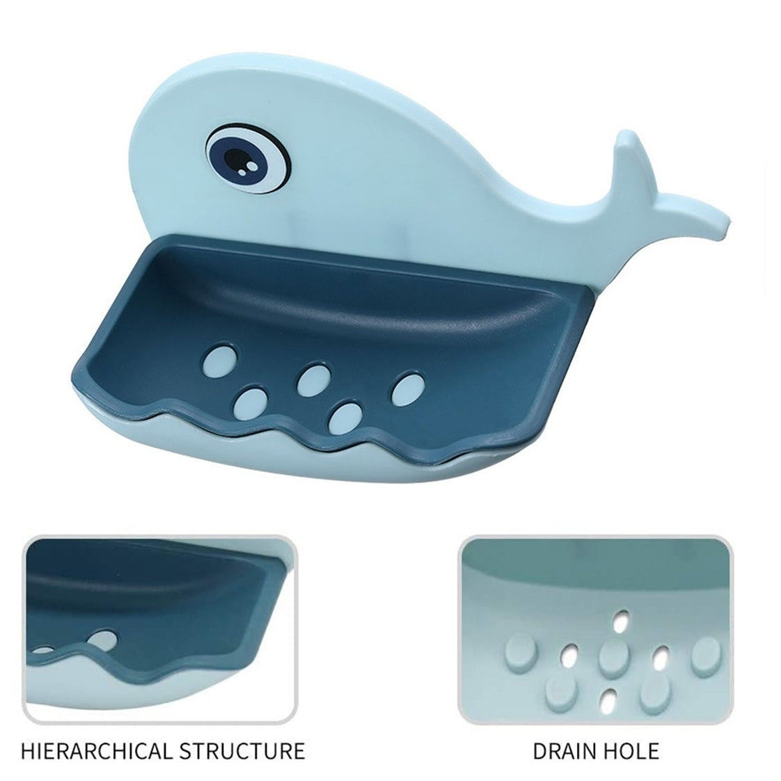 Pack Of 2 | Self Draining Fish Shape Adhesive Waterproof Soap Tray