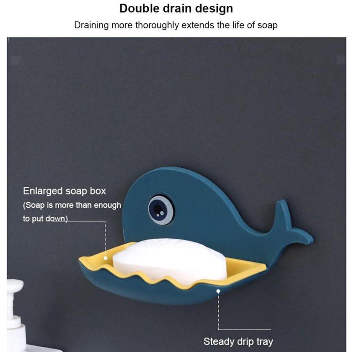 Pack Of 2 | Self Draining Fish Shape Adhesive Waterproof Soap Tray