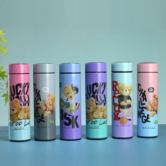 Bear Printed Stainless Steel Temperature Water Bottle | 500ml | Pack of 1