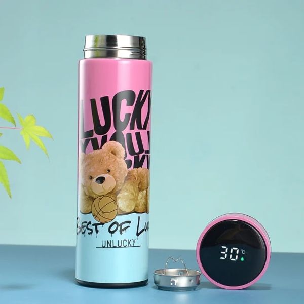 Bear Printed Stainless Steel Temperature Water Bottle | 500ml | Pack of 1