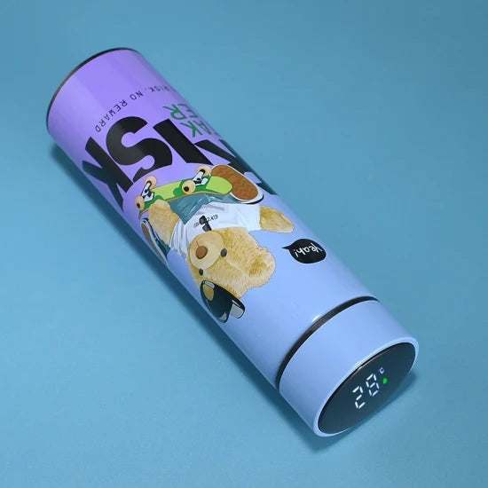 Bear Printed Stainless Steel Temperature Water Bottle | 500ml | Pack of 1