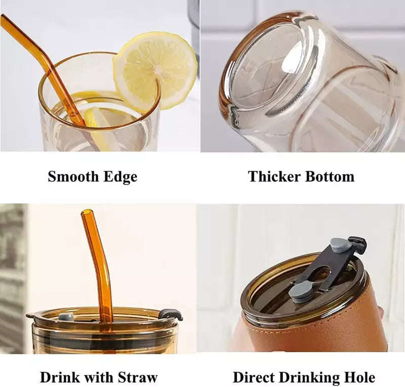 Glass Jar with Straw 450ml | Pack of 1