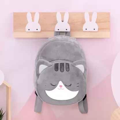 10L Cute Cat Velvet Plush Backpack: Cartoon Animal School Bag for Kids