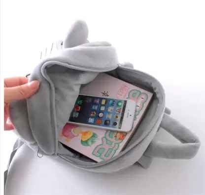 10L Cute Cat Velvet Plush Backpack: Cartoon Animal School Bag for Kids