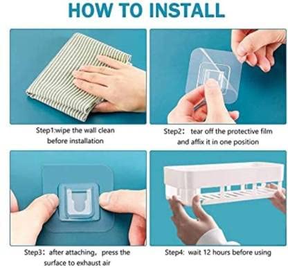 Multipurpose Strong Magic Sticker Matte Plastic Wall Holder Storage Box Shelf for Kitchen Bathroom, Assorted, Set of 2