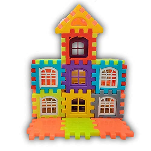 House Building Blocks Games for Kids, Multicolor ( 50+ Pcs BIG Size ) (41 Block & 9 Windows)