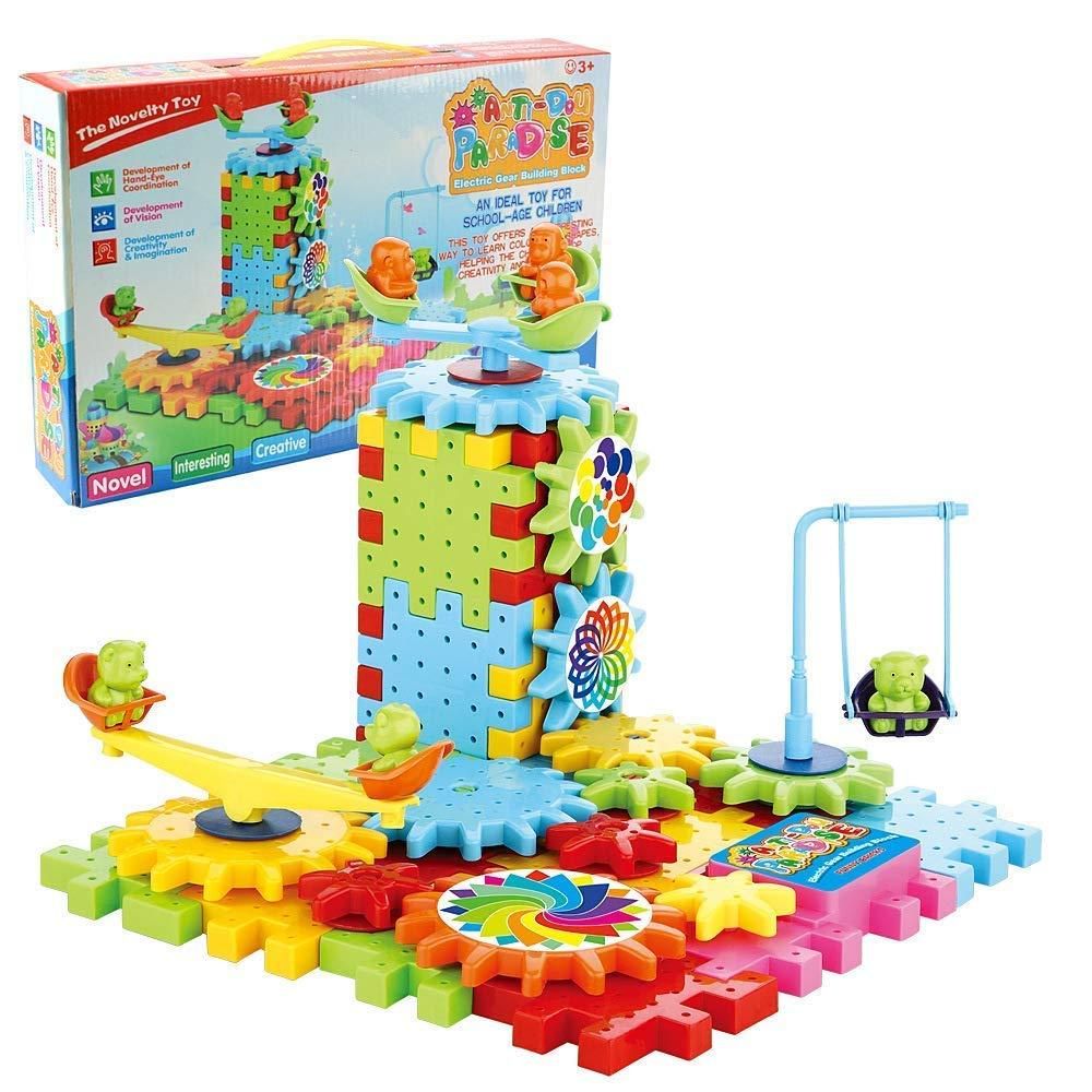 Battery Operated Rotating Building Blocks with Gears for STEM Learning