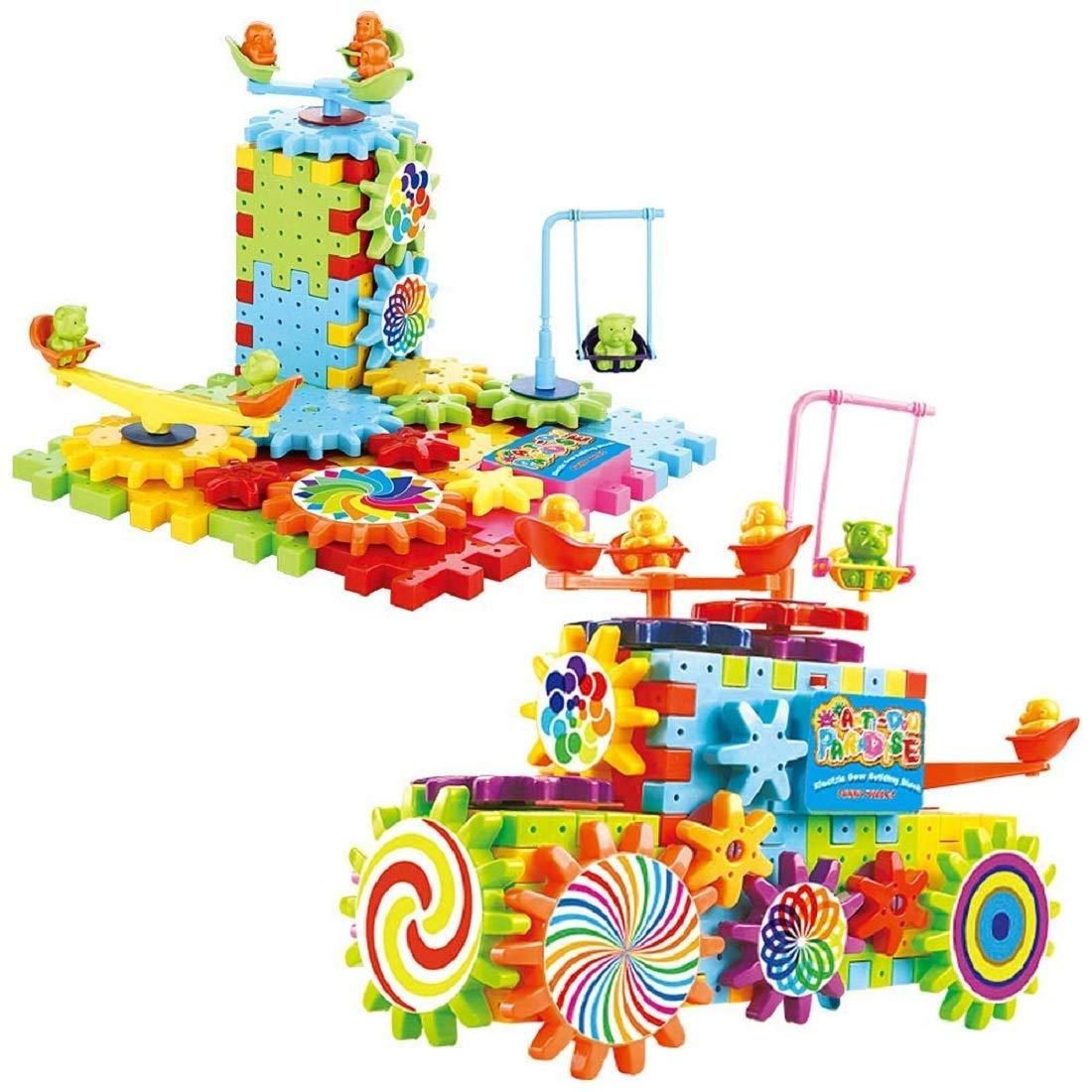 Battery Operated Rotating Building Blocks with Gears for STEM Learning