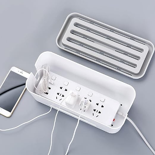 Wire Management Box - Power Strip, Cords, Surge Protector Hiding Cover Organizer