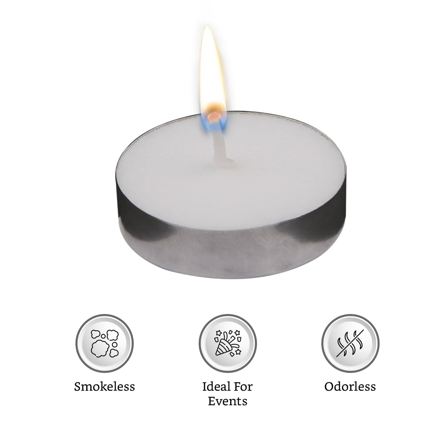 Wax Tealight Candles, 3-Hour Burn Time, Smokeless, No Residue (Set of 50, Unscented)