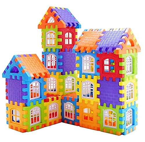 House Building Blocks Games for Kids, Multicolor ( 50+ Pcs BIG Size ) (41 Block & 9 Windows)