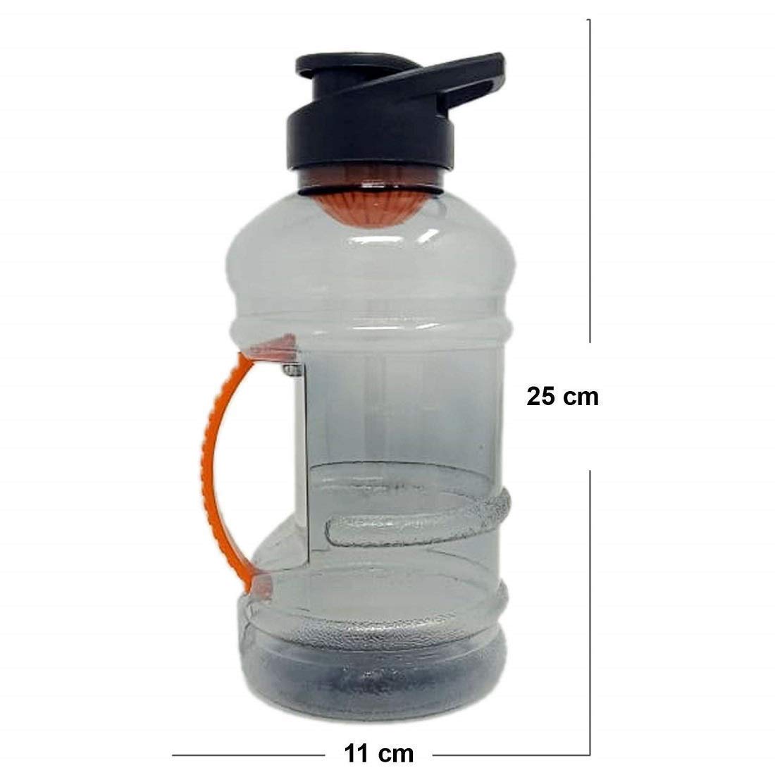 Gallon Water Bottle 1.5 Litre Leak-Proof Drinking Big Water Bottle For Gym, Bottle With Handle For Men & Women, With Mixer And Strainer For Gym Bottle For Men Workout (Plastic), Grey