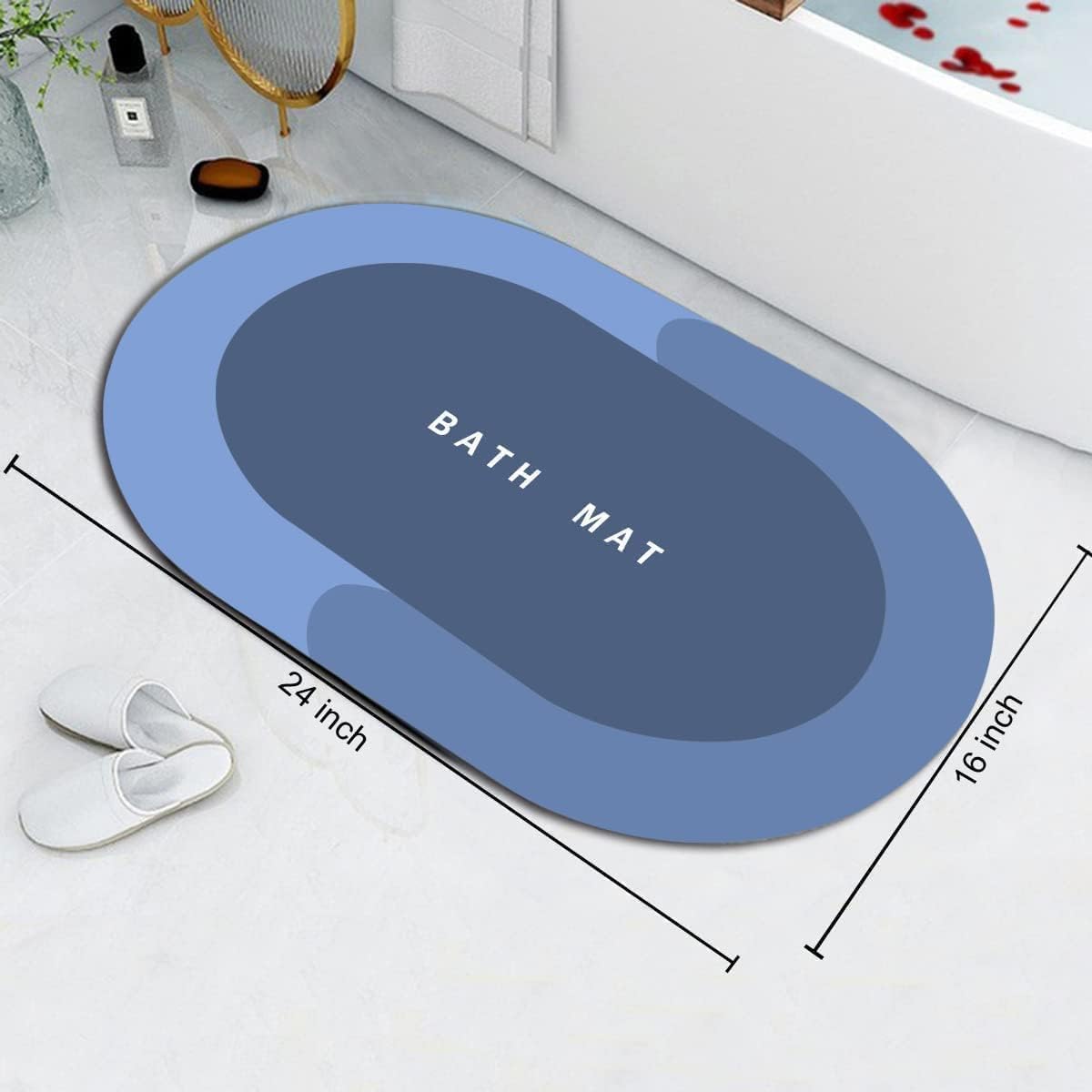 Super Absorbent Bathroom Doormat - Anti Slip, Quick Drying, Super Water Absorbent Foot Mat - 2Pc Oval & 1Pc Square Mat for Kitchen, Bathroom, Main Door, Rainy Season Non-Slip Doormat