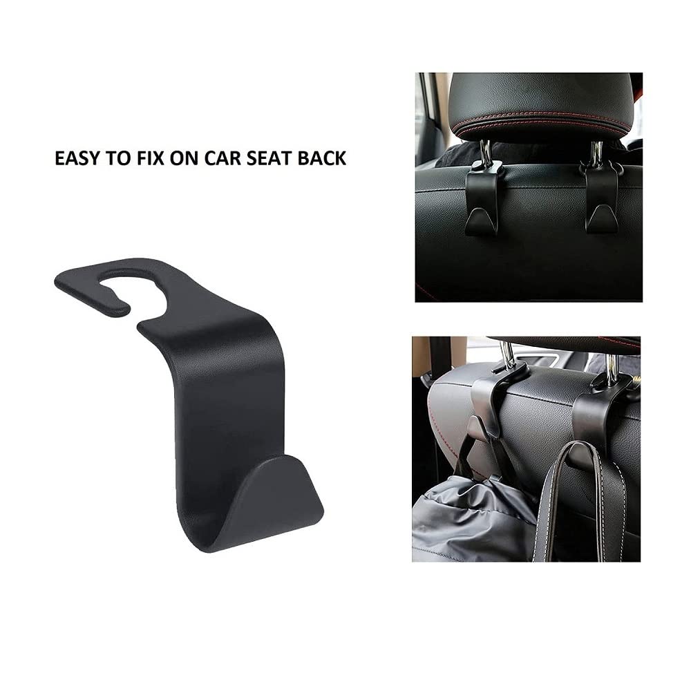 Pack of 4 Pcs | Car Back Seat Hook/Hanger, Universal Head Rest Hook, Car Hooks for Handbag, Wallets, Grocery Bags(Black)