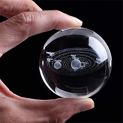 3D Galaxy Crystal Ball Night Led Lamp, Solar System Crystal Ball Night Light, Usb Powered 2.4 Inch Wooden Base Galaxy Glass Ball Night Light Lamp