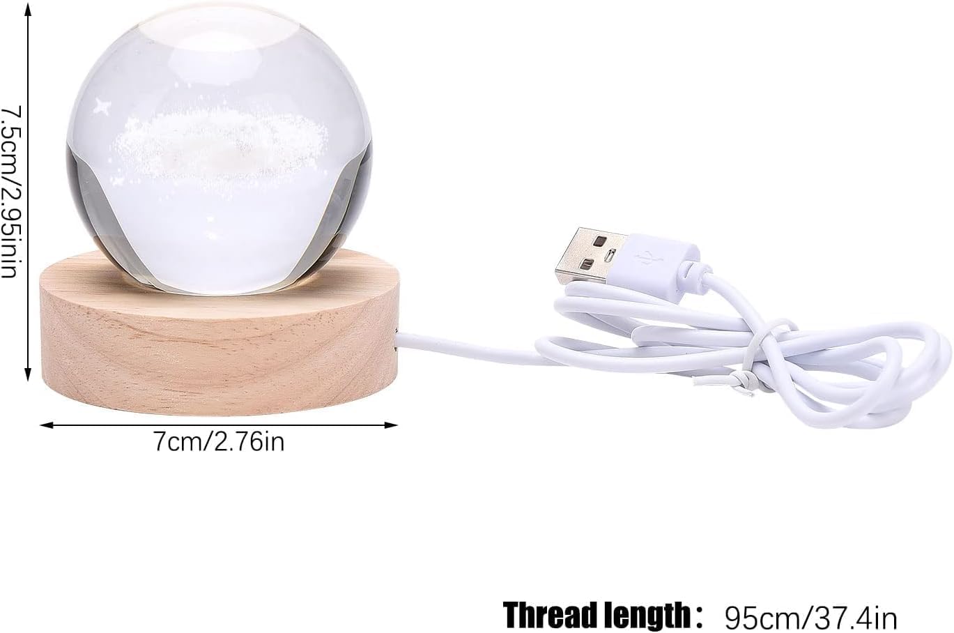 3D Galaxy Crystal Ball Night Led Lamp, Solar System Crystal Ball Night Light, Usb Powered 2.4 Inch Wooden Base Galaxy Glass Ball Night Light Lamp