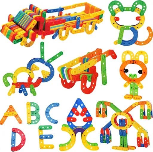 DIY Patchwork UC Smart Blocks For Kids | Pack Of 100+ Pcs Multicoloured Different Shaped Construction Blocks