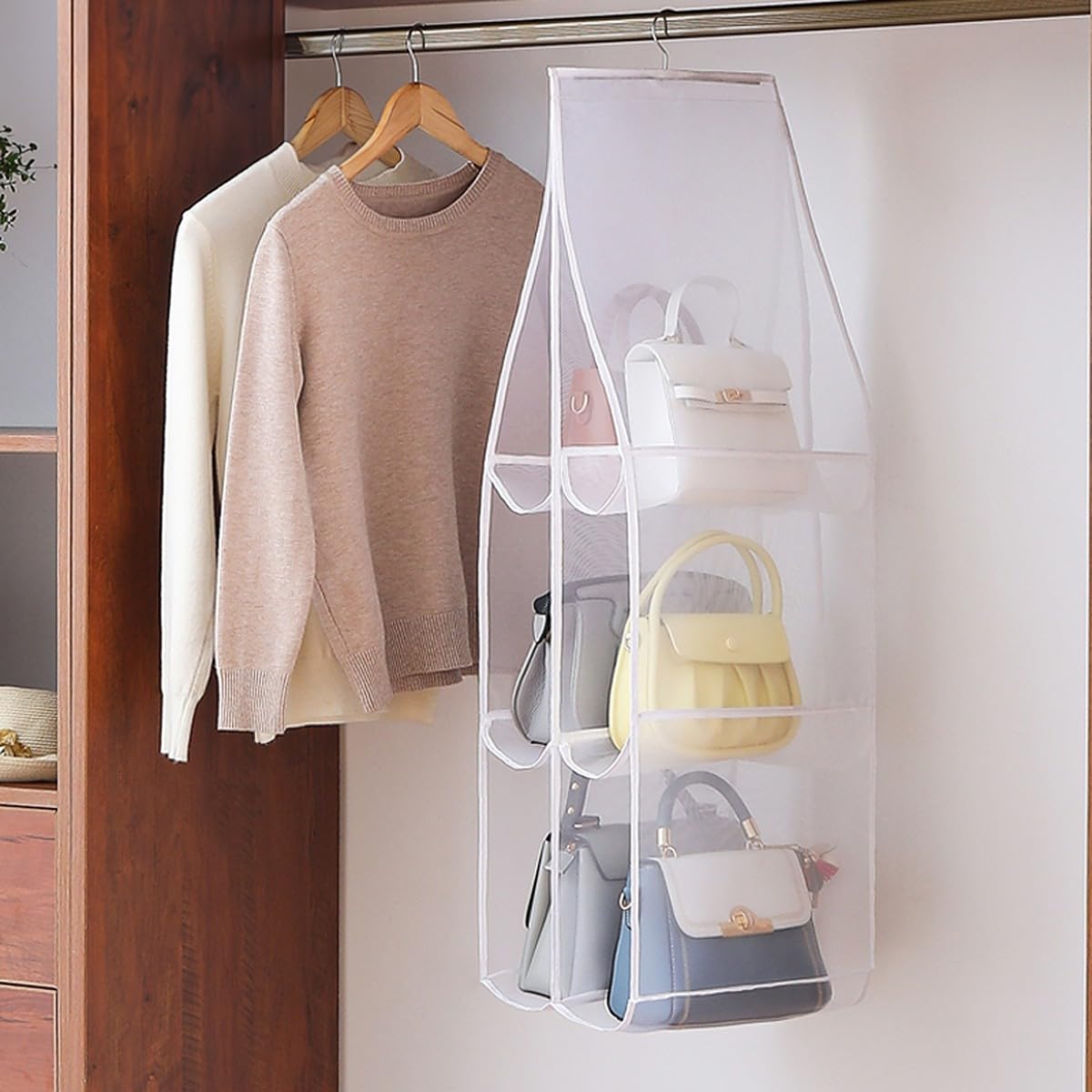Transparent 6 Pocket Foldable Clothes & Wardrobe Organizer