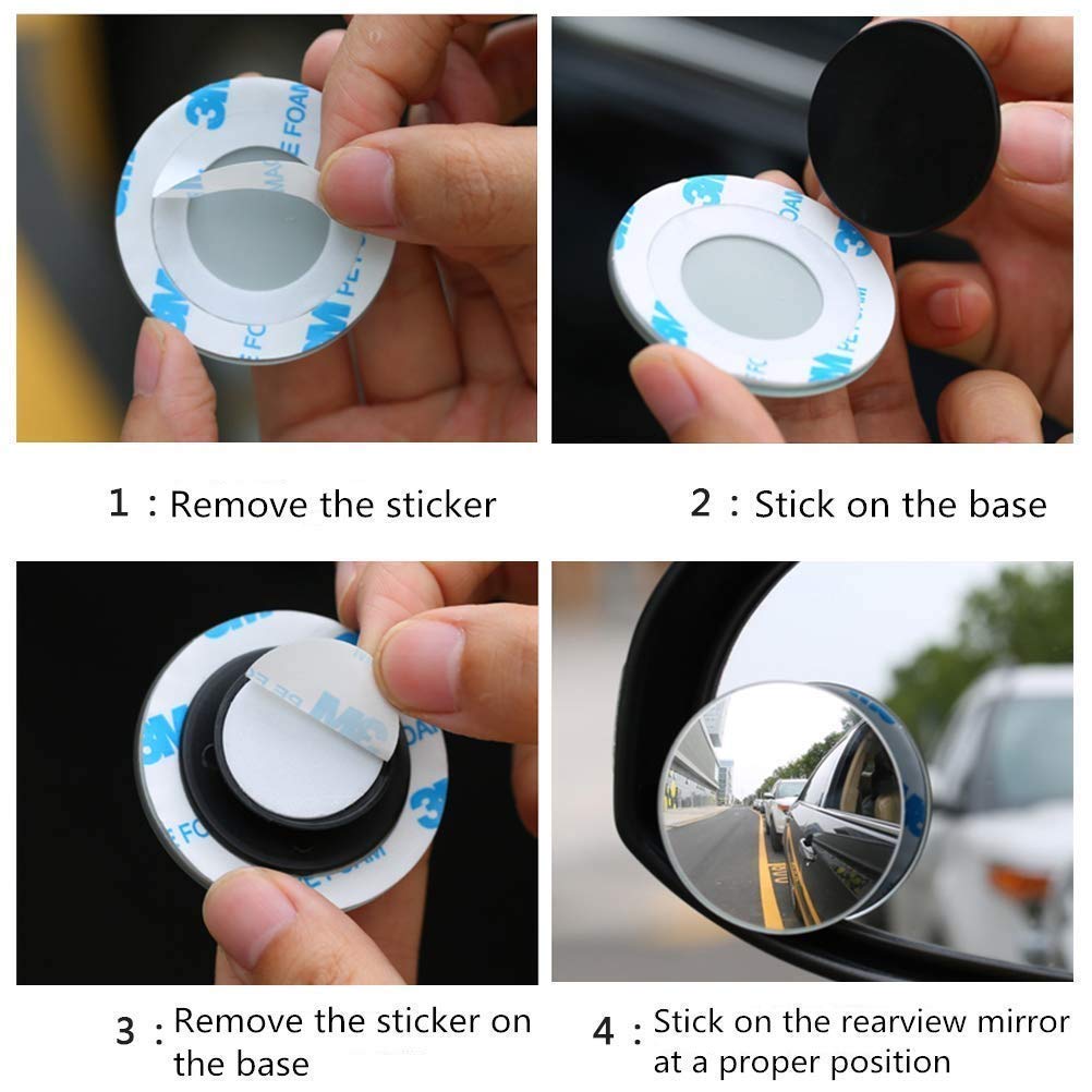 Pack of 2 | Blind Spot Mirror, Round Wide Angle Adjustable 360°