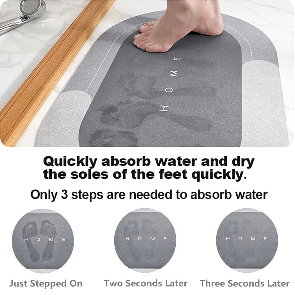 Super Absorbent Bathroom Doormat - Anti Slip, Quick Drying, Super Water Absorbent Foot Mat - 2Pc Oval & 1Pc Square Mat for Kitchen, Bathroom, Main Door, Rainy Season Non-Slip Doormat
