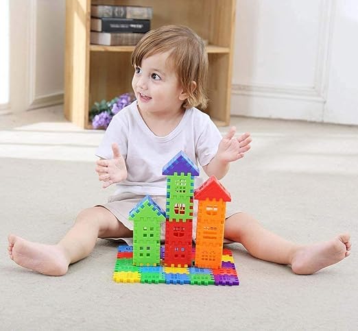 House Building Blocks Games for Kids, Multicolor ( 50+ Pcs BIG Size ) (41 Block & 9 Windows)