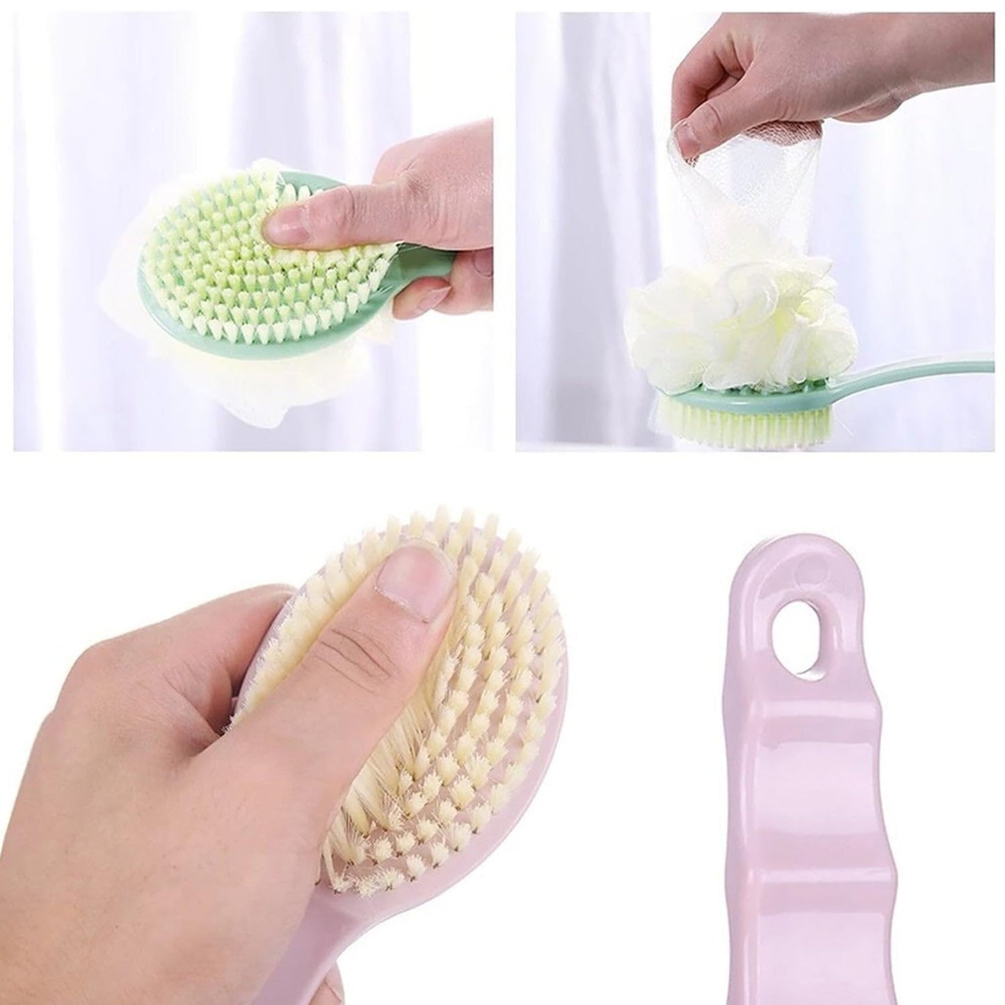 Two in One Bath Brush with Long Handle