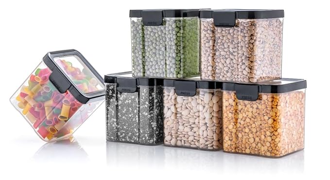 Plastic Grocery Container - 500 ml (Pack of 6, Black)