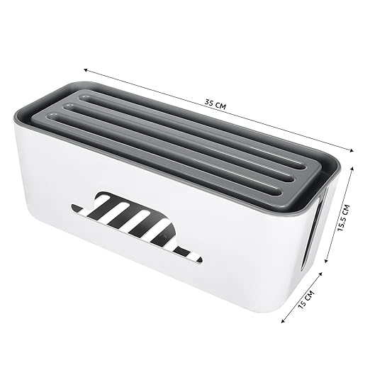 Wire Management Box - Power Strip, Cords, Surge Protector Hiding Cover Organizer