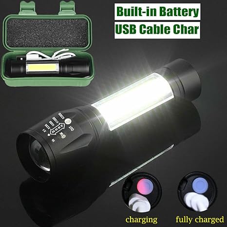 2 in 1 Flashlight Rechargeable USB Torch