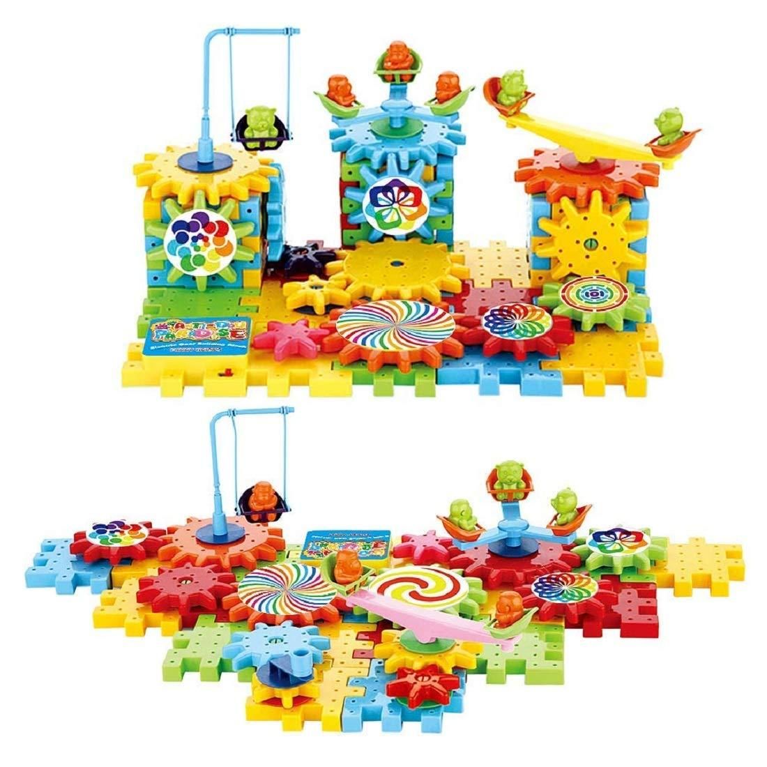 Battery Operated Rotating Building Blocks with Gears for STEM Learning