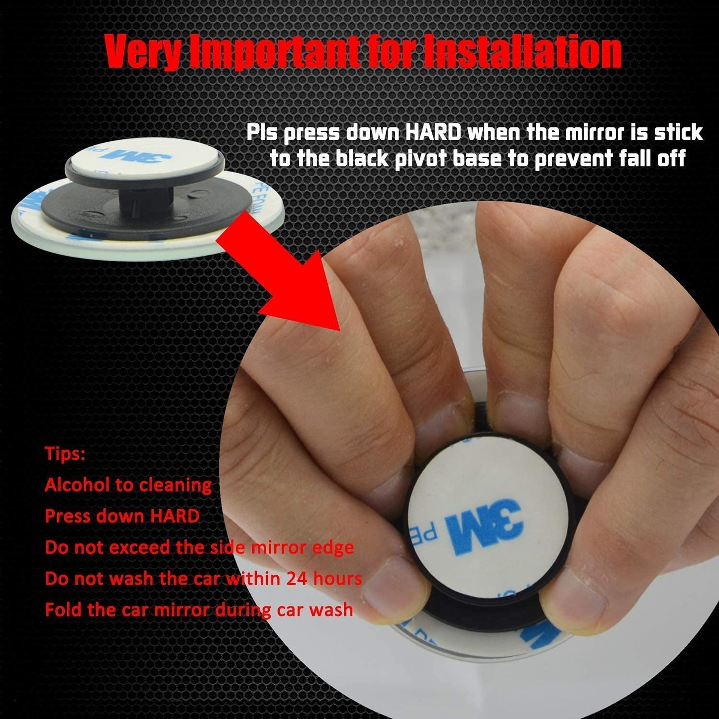Pack of 2 | Blind Spot Mirror, Round Wide Angle Adjustable 360°