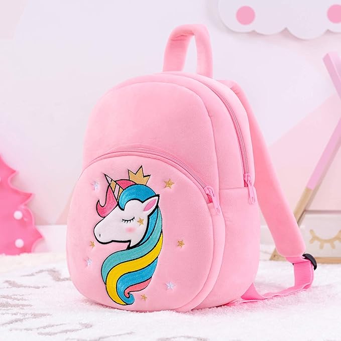 Kids Velvet School Bag soft plush | Preschool Mini Travel Bags Girl & Baby Boy & Toddlers Picnic Carry Travelling Bags - (10 L)