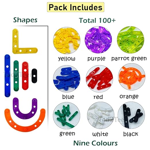 DIY Patchwork UC Smart Blocks For Kids | Pack Of 100+ Pcs Multicoloured Different Shaped Construction Blocks