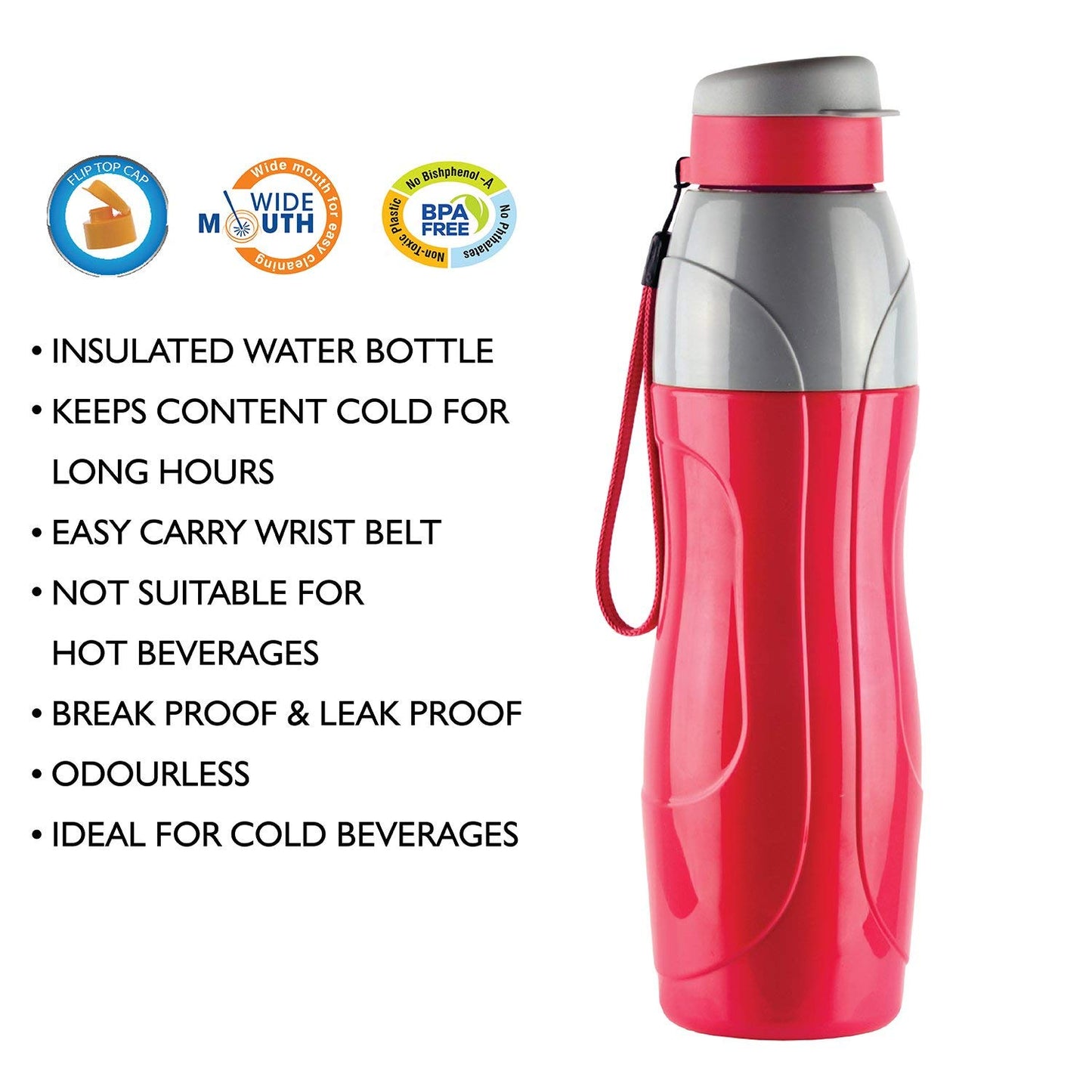 900 ml Set of 2 Plastic Water Bottle | Leak Proof & Handy and Durable | Assorted