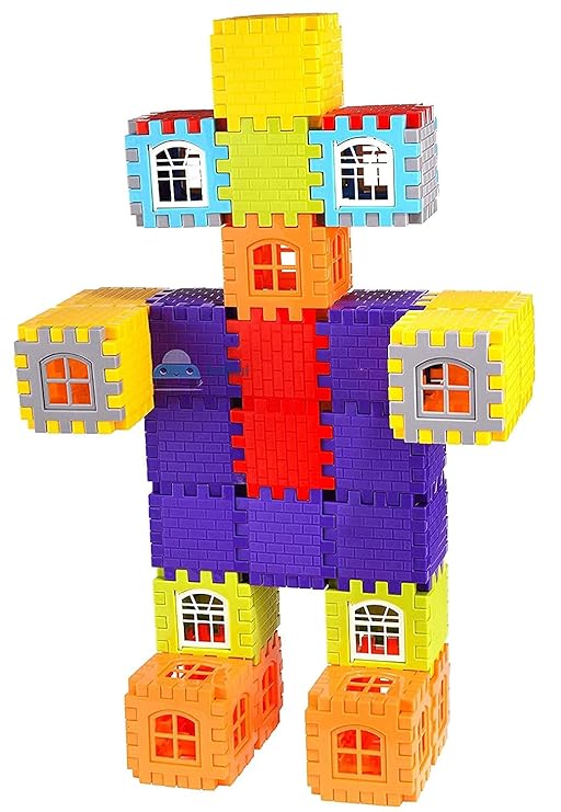 House Building Blocks Games for Kids, Multicolor ( 50+ Pcs BIG Size ) (41 Block & 9 Windows)