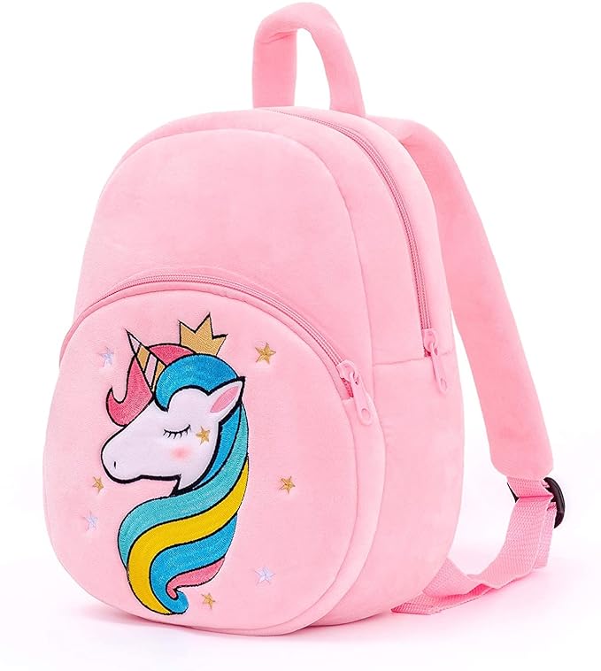 Kids Velvet School Bag soft plush | Preschool Mini Travel Bags Girl & Baby Boy & Toddlers Picnic Carry Travelling Bags - (10 L)