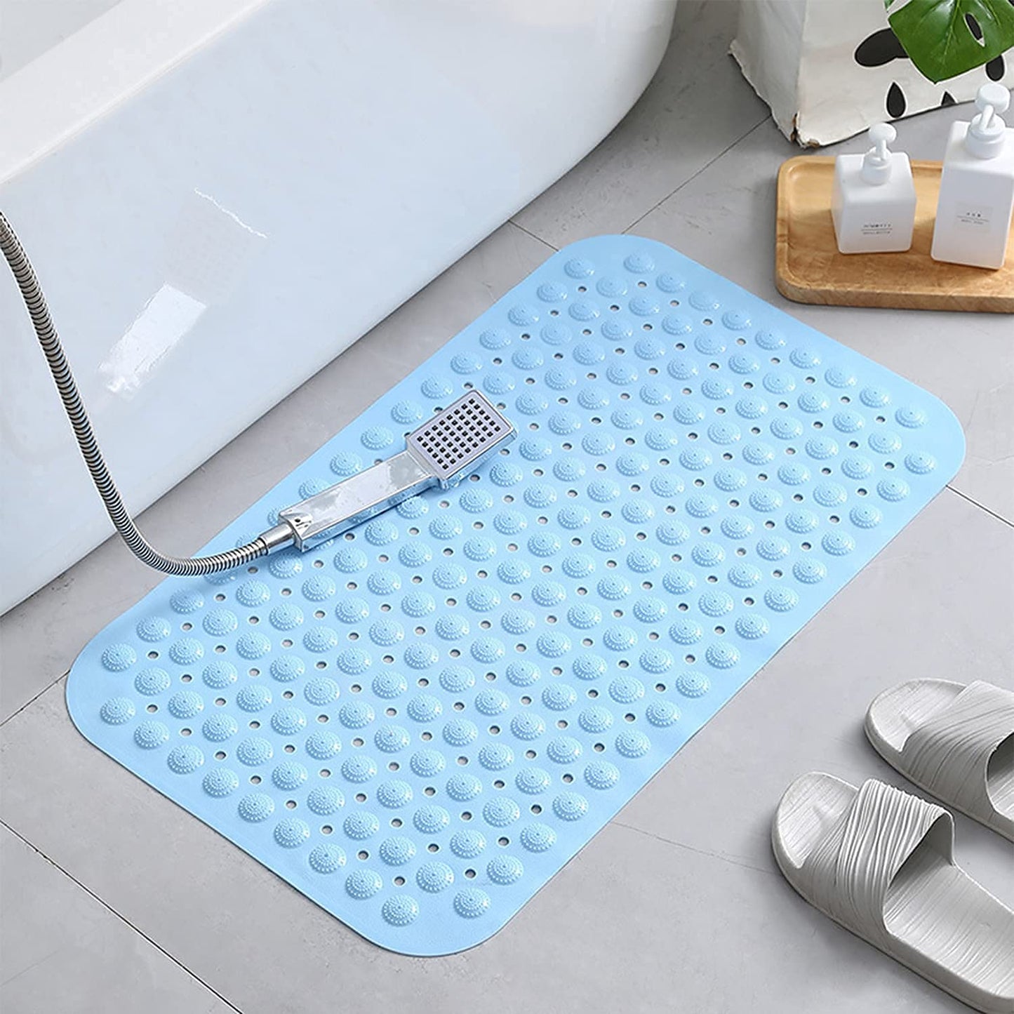 PVC Non Slip Bathroom mat with Suction Cups,Washable Waterproof Non Slippery Shower mat for Bathroom,Toilet Floor,Bathtub mat Non Slip Square Multicolour , 70*38cm