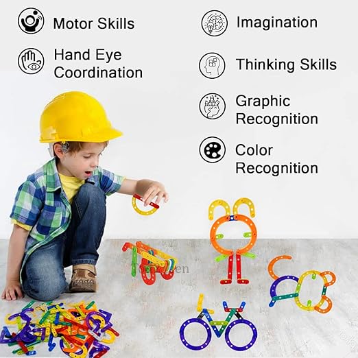 DIY Patchwork UC Smart Blocks For Kids | Pack Of 100+ Pcs Multicoloured Different Shaped Construction Blocks