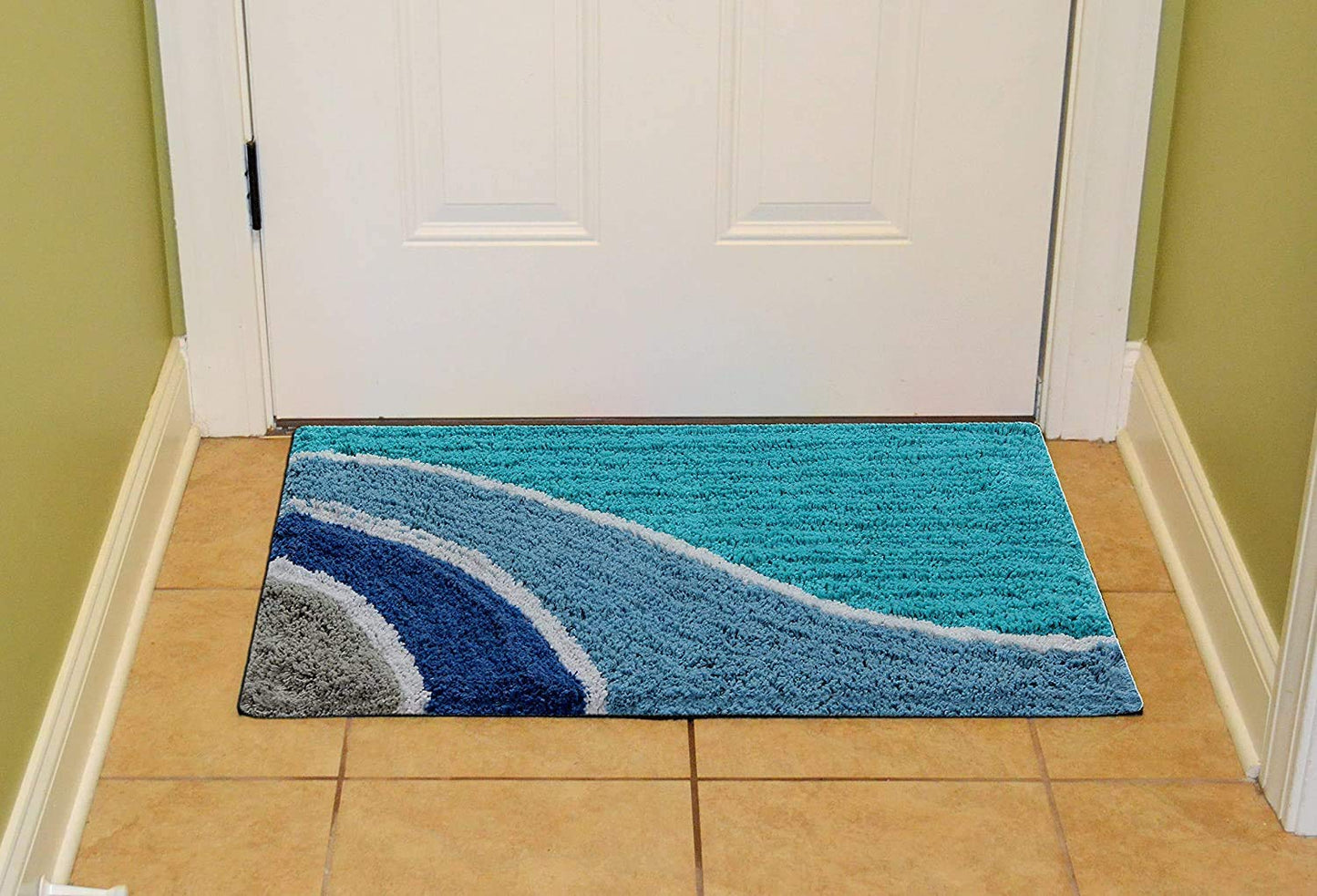 Cotton Doormat Elegant Design with Anti Skip (Blue)