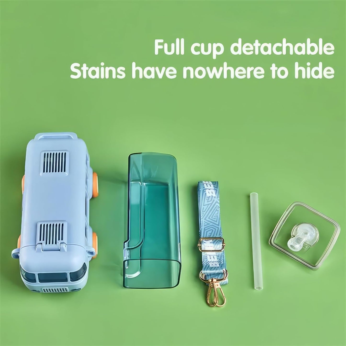 Bus Water Bottle for Kids:500ml,Leakproof with Strap and Straw