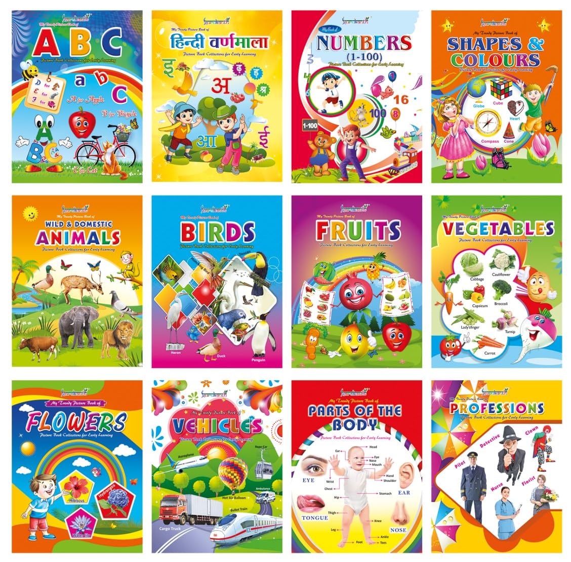 Picture Book Collections for Early Learning ( kids books Set combo of 12 -Water Proof)