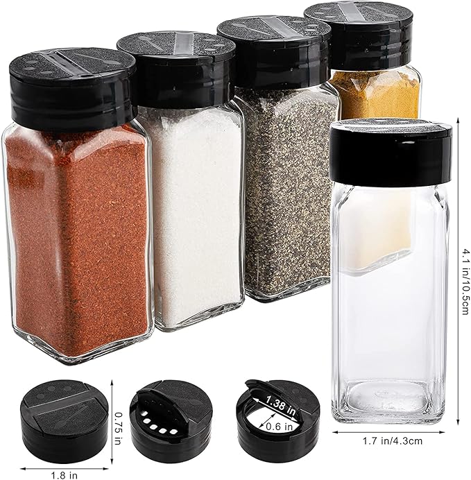 Salt & Pepper Glass Jar Spice Holder Dispensers Container (90 ML Each Bottle) (Pack of 4)