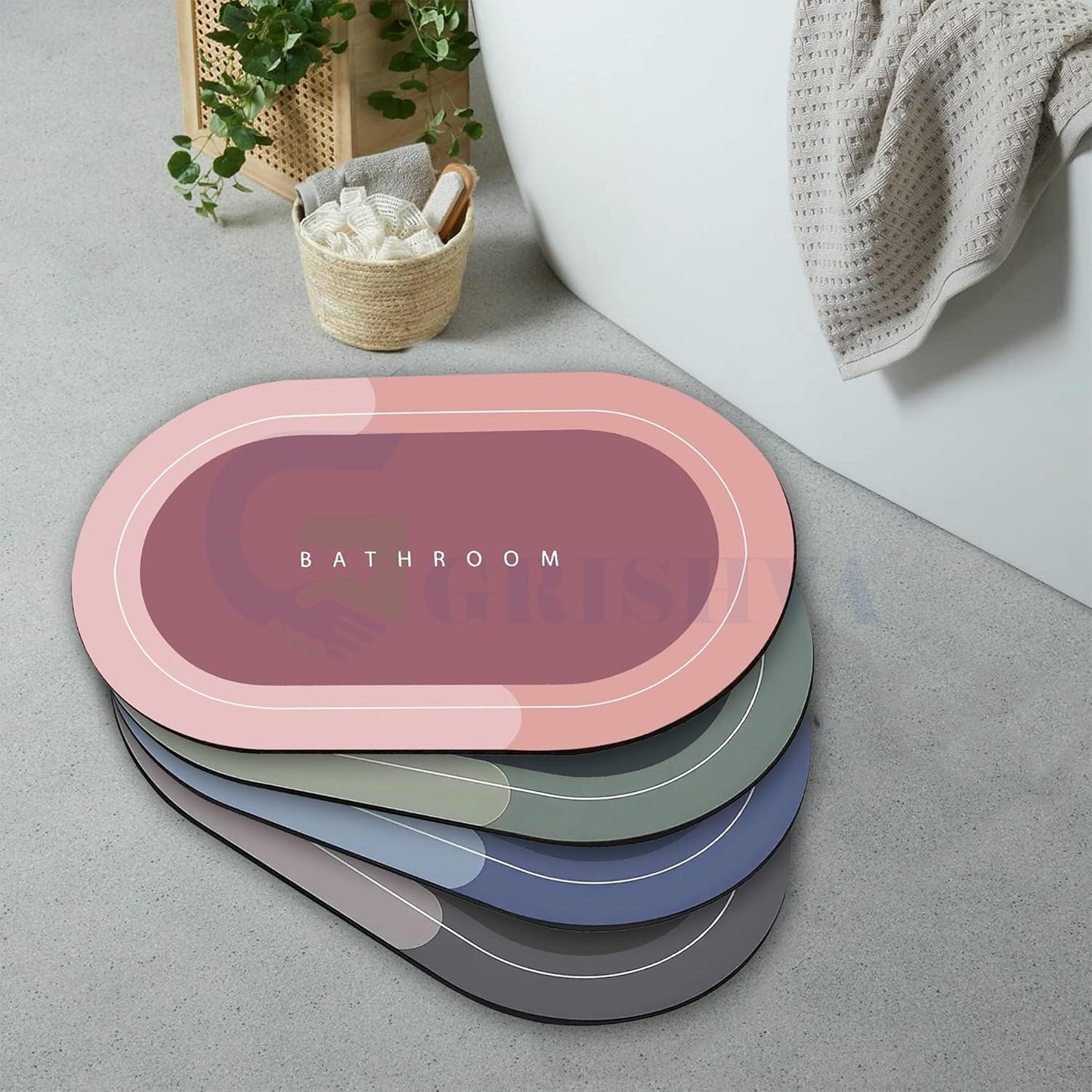 Pack Of 4 | Super Absorbent Bathmat Quick Drying & Water Absorbing Bathroom Carpet Cushion Mat For Home, Kitchen, Office. Size(60x40 CM) Weight(390 GM)
