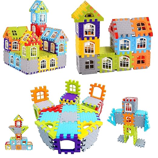 House Building Blocks Games for Kids, Multicolor ( 50+ Pcs BIG Size ) (41 Block & 9 Windows)
