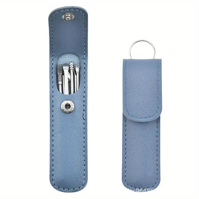 6-in-1 Ear Wax Cleaner- Reusable Ear Cleaning Tools Leather Pouch