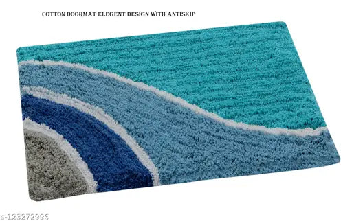 Cotton Doormat Elegant Design with Anti Skip (Blue)