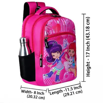 Sweet Friends Cartoon Printed School bag for Kids | Comfortable School Bag | Colour - Pink