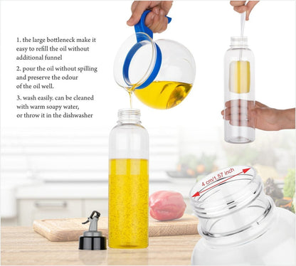 Oil Dispenser Transparent Plastic Oil Bottle 500ml (Pack Of 2),Collapsible Funnel-1 [Multicolour] | Total Item 3