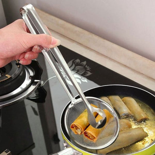 2in1 Stainless Steel Filter Spoon With Clip Food Kitchen Oil