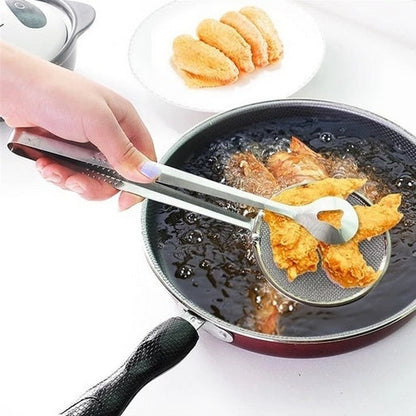 2in1 Stainless Steel Filter Spoon With Clip Food Kitchen Oil